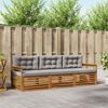 vidaXL Ensemble de canap&eacute;s d'ext&eacute;rieur 3 pcs Gris Naturel et Clair