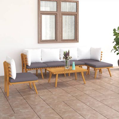 vidaXL Salon de jardin 7 pcs avec coussins Bois d'acacia solide