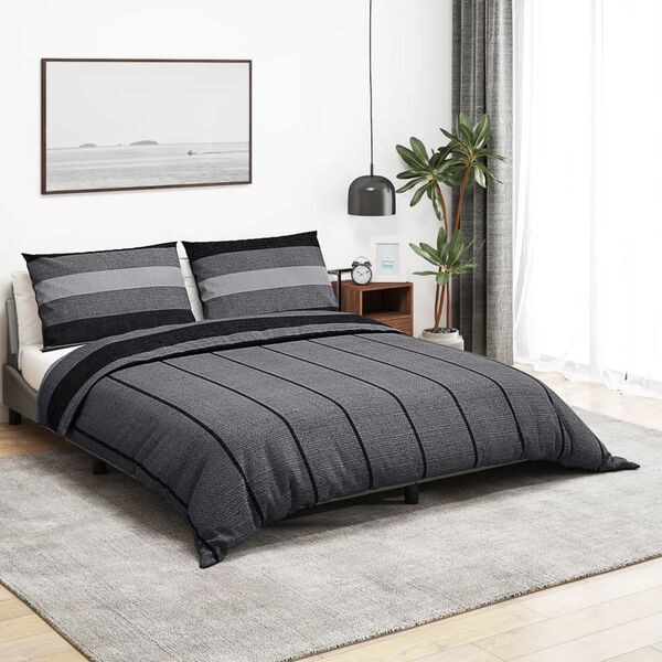 vidaXL Ensemble de housse de couette gris fonc&eacute; 260x240 cm Coton
