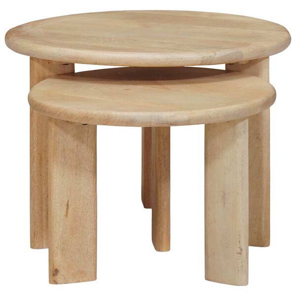 vidaXL Tables basses gigognes 2 pcs Noir Bois de mangue massif