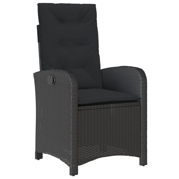vidaXL Ensemble &agrave; manger de jardin coussins 7pcs Noir R&eacute;sine tress&eacute;e