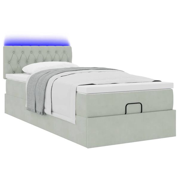 vidaXL Cadre de lit ottoman et matelas gris clair 90x190 cm velours