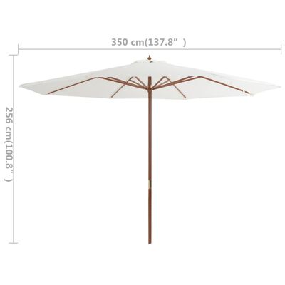 vidaXL Parasol avec mât en bois 350 cm Blanc sable