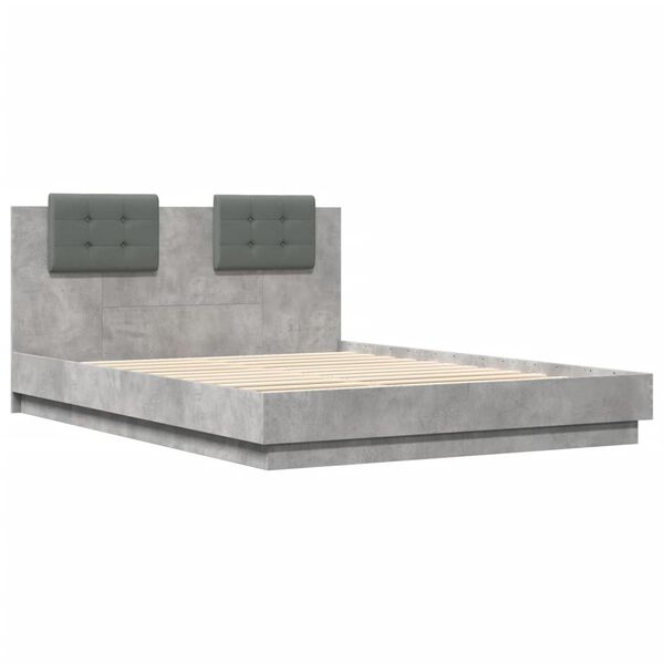 vidaXL Cadre de lit avec LED sans matelas gris b&eacute;ton 120x200 cm