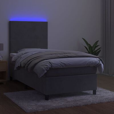 vidaXL Sommier à lattes de lit avec matelas LED Gris clair 100x200 cm