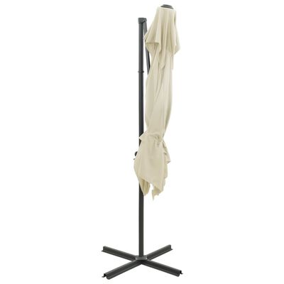 vidaXL Parasol de jardin en porte-à-faux à double toit Sable 250x250cm