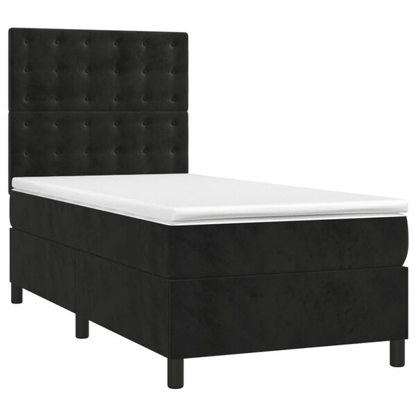 vidaXL Sommier &agrave; lattes de lit matelas et LED Noir 100x200 cm Velours
