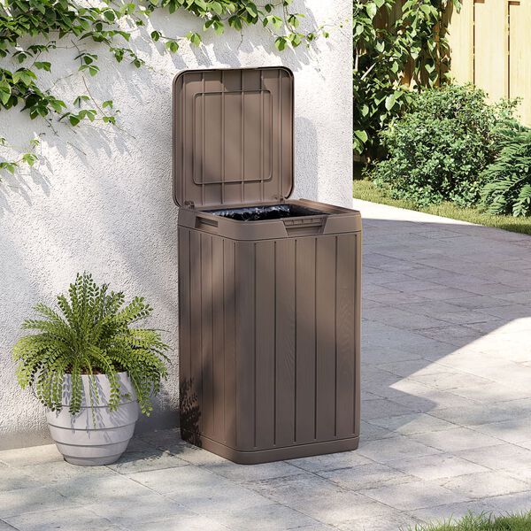 vidaXL Poubelle d'ext&eacute;rieur marron 38x38x65 cm PP
