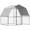 vidaXL Cage &agrave; poules avec toit et porte argent&eacute; acier galvanis&eacute;