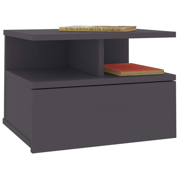 vidaXL Tables de chevet flottantes 2 pcs Gris Bois d'ing&eacute;nierie