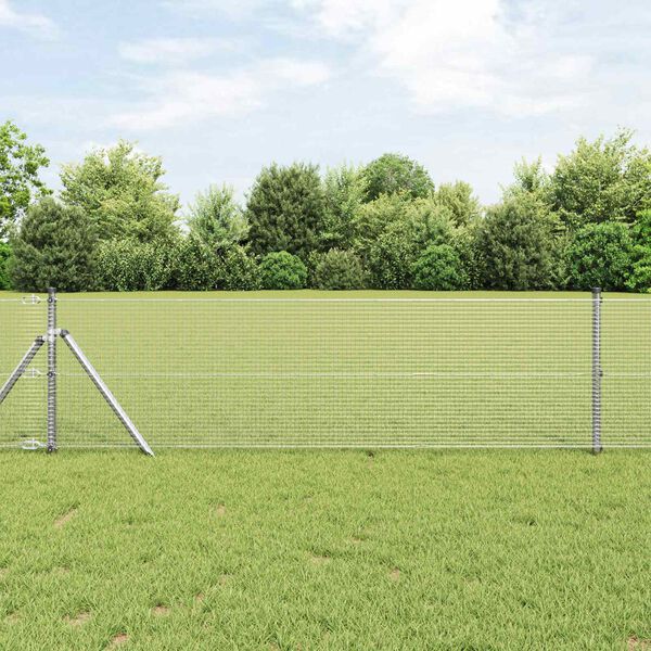 vidaXL Cl&ocirc;ture en fil soud&eacute; Argent 0.4 x 25 m