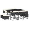 vidaXL Ensemble &agrave; manger de jardin 11 pcs coussins noir r&eacute;sine tress&eacute;e