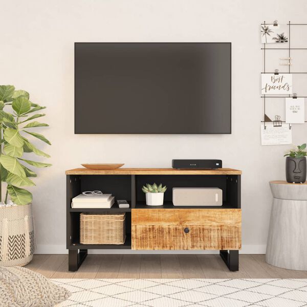 vidaXL Meuble TV 80x33x46 cm bois de manguier et d'ingénierie