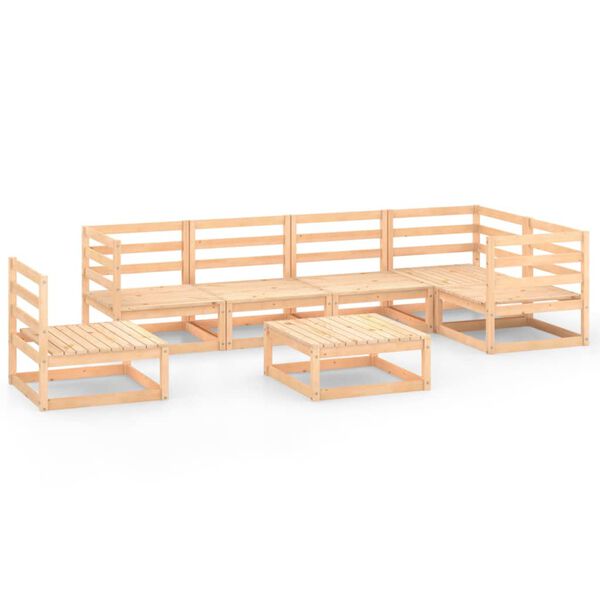 vidaXL Salon de jardin 7 pcs Bois de pin massif
