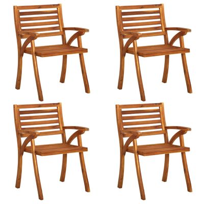 vidaXL Chaises de jardin avec coussins lot de 4 Bois de teck solide