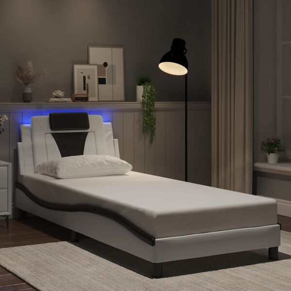 vidaXL Cadre de lit Viana avec LED sans matelas blanc et noir 90x200 cm