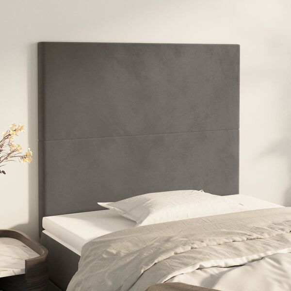 vidaXL T&ecirc;te de lit Gris fonc&eacute; 90x5x118/128 cm Velours