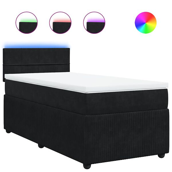 vidaXL Sommier &agrave; lattes de lit et matelas Noir 80x200 cm Velours