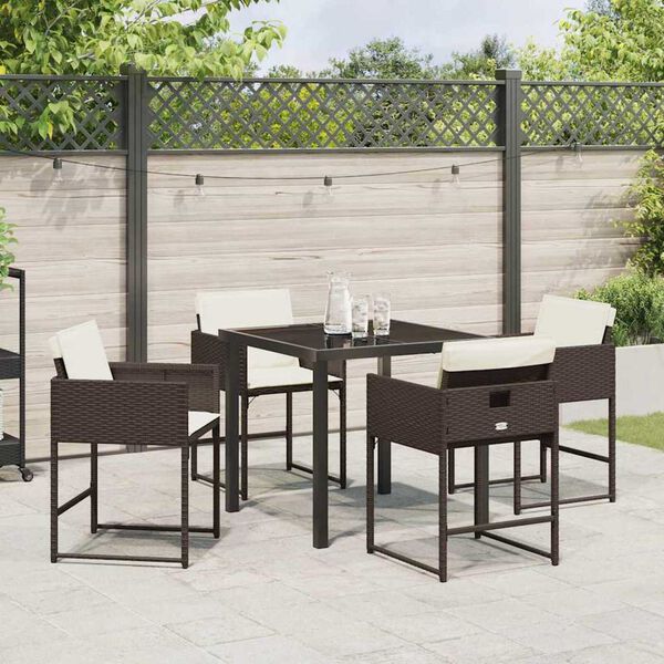 vidaXL Ensemble de salle &agrave; manger pour jardin 5 pcs Marron polyrotin