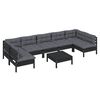 vidaXL Salon de jardin 8 pcs avec coussins Noir Bois de pin massif