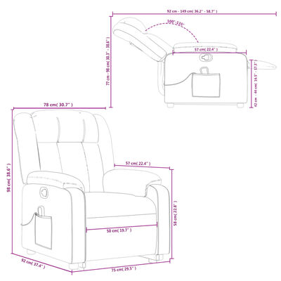 vidaXL Fauteuil inclinable de massage Gris Similicuir