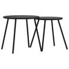 vidaXL Tables basses de jardin 2pcs rondes noir acier enduit de poudre