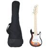 vidaXL Guitare &eacute;lectrique pour enfants et sac marron et blanc 3/4 30"