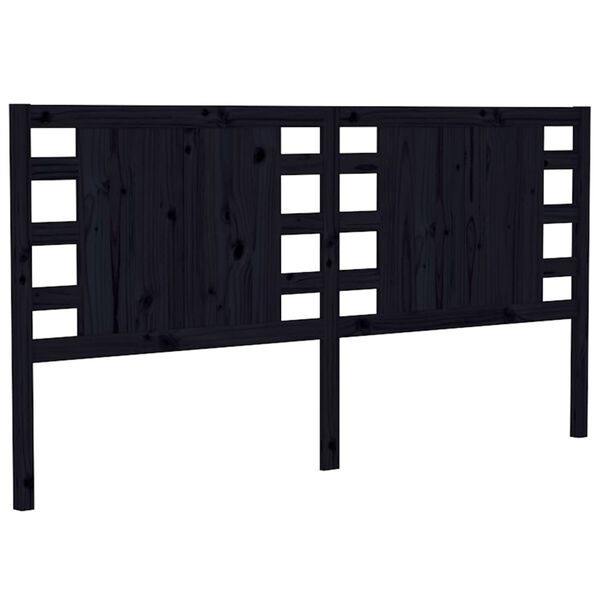 vidaXL T&ecirc;te de lit Noir 186x4x100 cm Bois massif de pin