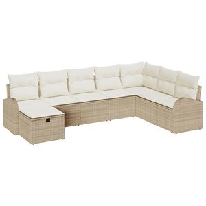 vidaXL Ensemble de Canap&eacute;s avec coussin beige et cr&egrave;me polyrotin