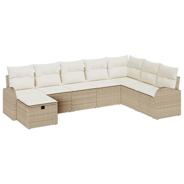 vidaXL Ensemble de Canap&eacute;s avec coussin beige et cr&egrave;me polyrotin