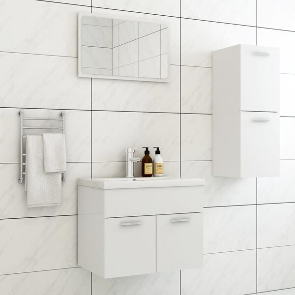 vidaXL Ensemble de meubles de salle de bain Blanc Bois d'ing&eacute;nierie
