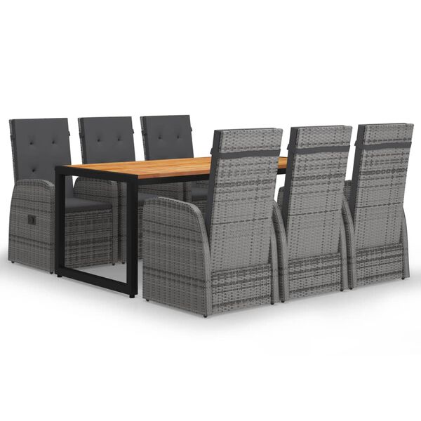 vidaXL Ensemble &agrave; manger de jardin 7 pcs Gris