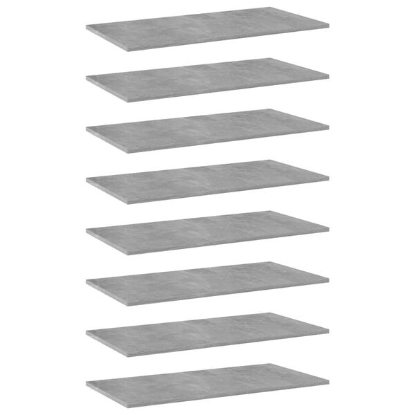 vidaXL Panneaux de biblioth&egrave;que 8 pcs Gris b&eacute;ton 80x40x1,5cm Agglom&eacute;r&eacute;