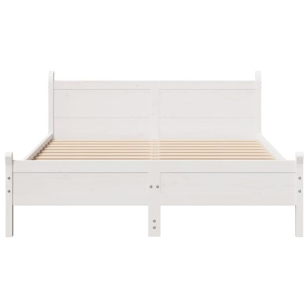 vidaXL Cadre de lit sans matelas blanc 135x190 cm bois de pin massif
