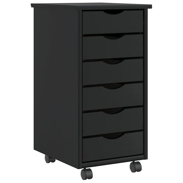 vidaXL Armoire roulante avec tiroirs MOSS noir bois de pin solide