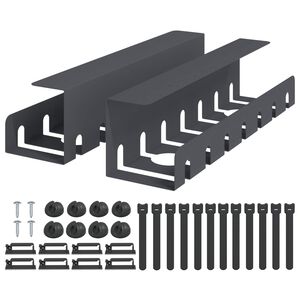vidaXL Plateau de gestion de c&acirc;bles sous le bureau 2 pc Anthracite