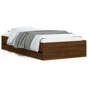 vidaXL Cadre de lit avec tiroirs sans matelas ch&ecirc;ne marron 90x200 cm