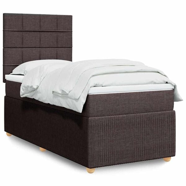 vidaXL Sommier &agrave; lattes de lit avec matelas Marron fonc&eacute; 80x200 cm