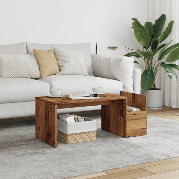 vidaXL Table basse vieux bois 90x45x35 cm bois d'ing&eacute;nierie