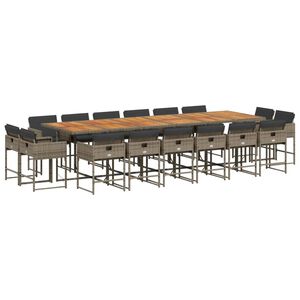 vidaXL Ensemble &agrave; manger de jardin 17 pcs et coussins r&eacute;sine tress&eacute;e