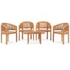 vidaXL Salon de jardin 5 pcs en forme de banane Bois de teck solide