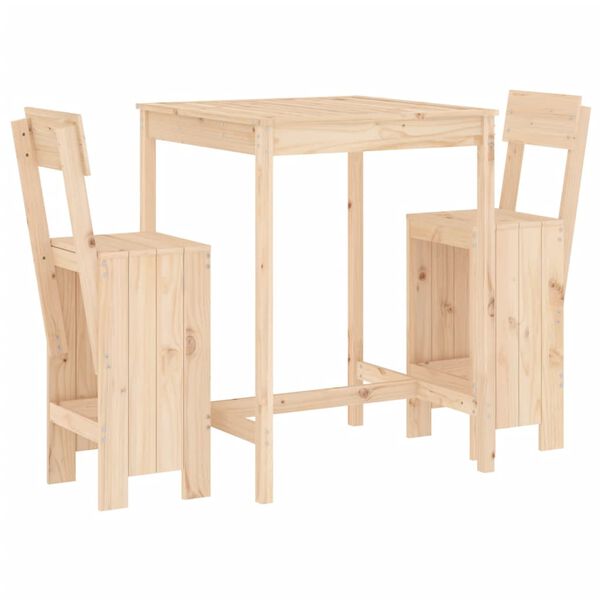 vidaXL Ensemble de bar de jardin 3 pcs bois de pin massif