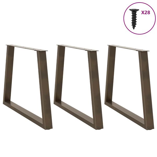 vidaXL Pieds de table &agrave; manger en forme de V, 3 pi&egrave;ces, acier naturel, 100 x (72-73,3) cm