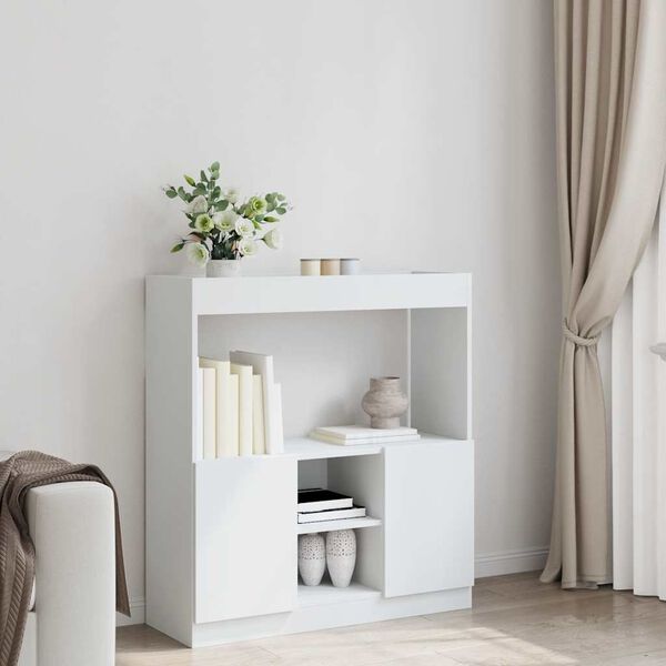 vidaXL Buffet haut blanc 92x33x100 cm bois d'ing&eacute;nierie