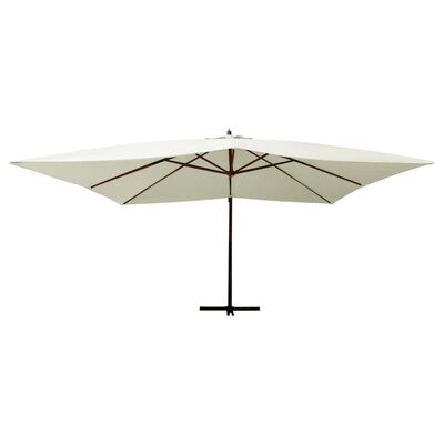 vidaXL Parasol de jardin en porte-à-faux avec mât en bois blanc sable