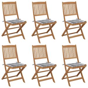 vidaXL Chaises pliantes 6 pi&egrave;ces avec coussins en bois d'acacia massif