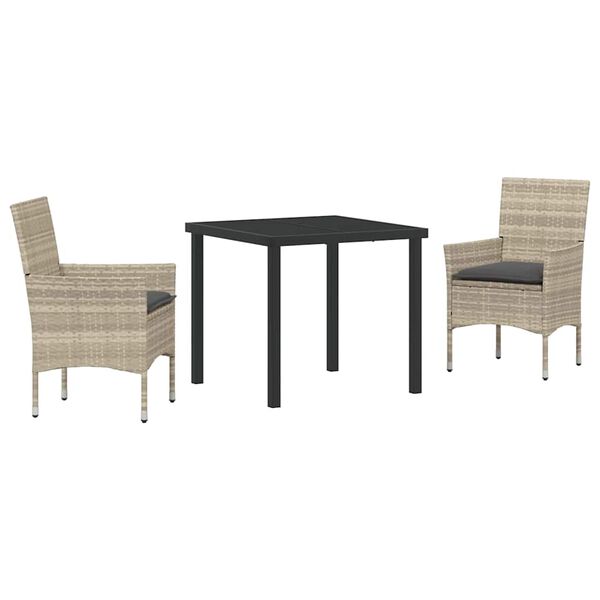vidaXL Ensemble de salle &agrave; manger pour jardin 3 pcs Gris clair