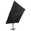 vidaXL Parasol de jardin en porte-&agrave;-faux et m&acirc;t et lumi&egrave;res LED noir