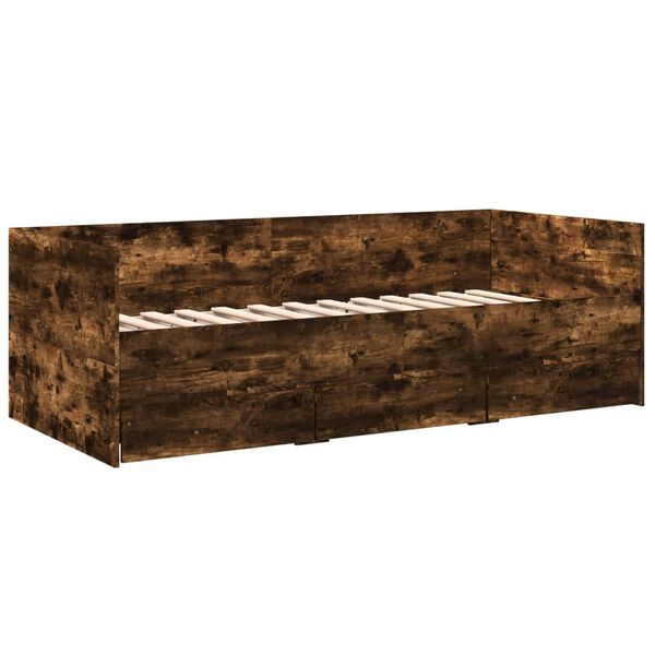 vidaXL Lit de jour avec tiroirs sans matelas ch&ecirc;ne fum&eacute; 100x200 cm