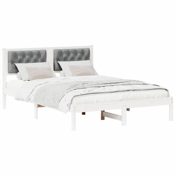 vidaXL Cadre de lit Gris clair 140 x 200 cm Pin massif